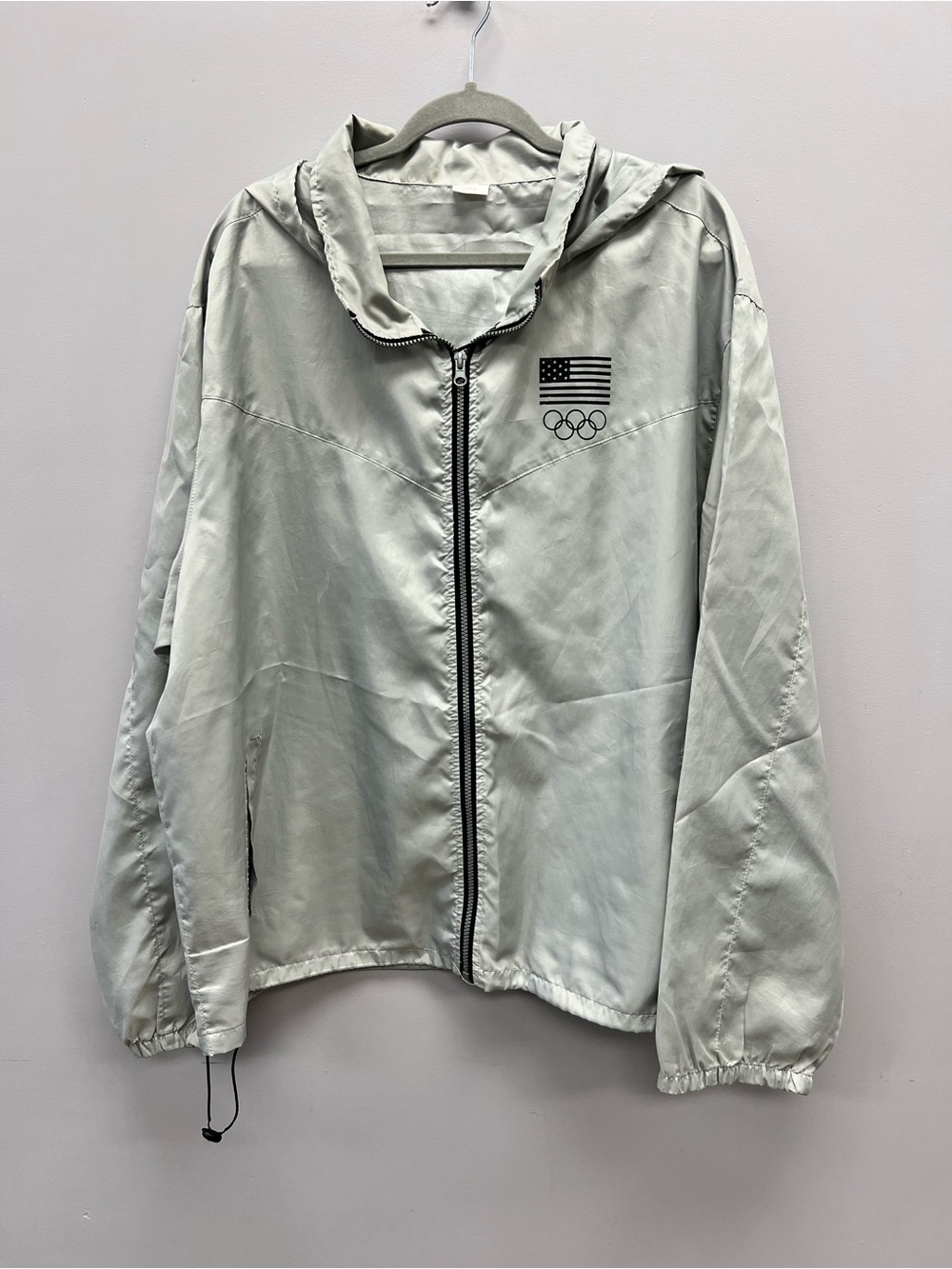 Women’s U.S.A. Olympic Flag Light Gray Zip-Up Windbreaker 2X